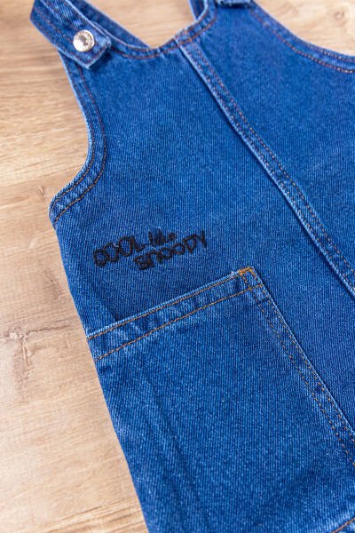 Denim Kumaş Kız Bebek/Çocuk Yazlık Kot Salopet Elbise Jile