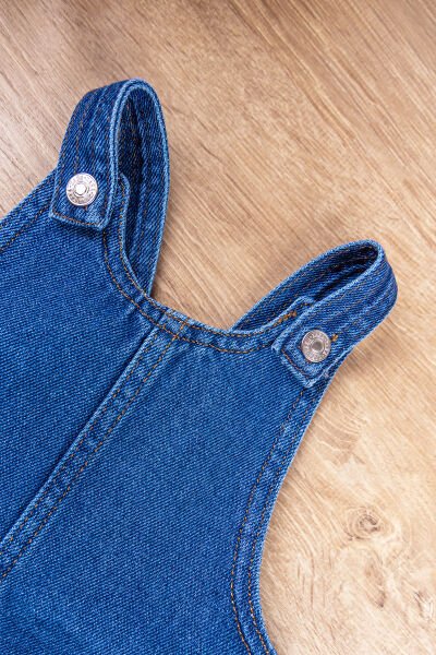 Denim Kumaş Kız Bebek/Çocuk Yazlık Kot Salopet Elbise Jile