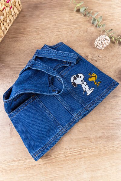 Denim Kumaş Kız Bebek/Çocuk Yazlık Kot Salopet Elbise Jile