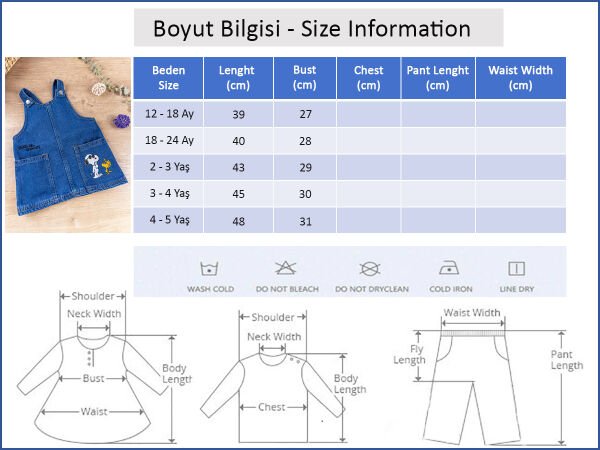 Denim Kumaş Kız Bebek/Çocuk Yazlık Kot Salopet Elbise Jile