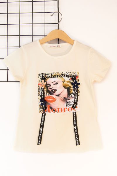 Madonna Baskılı Kız Çocuk Kısa Kollu Body T-shirt