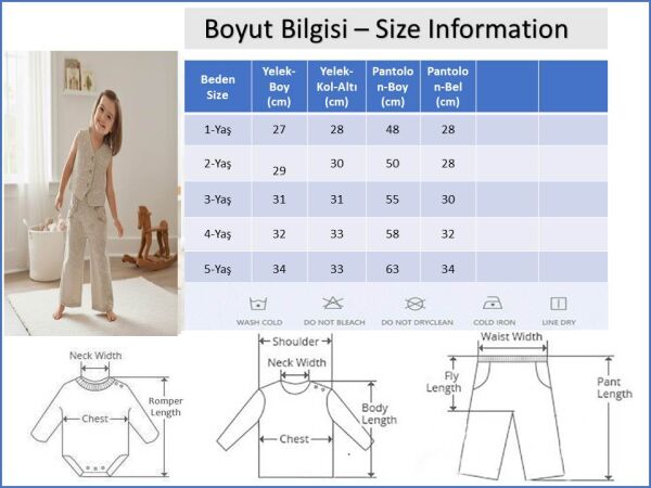 Kabartma Desenli Şık Yelekli 2'li Kız Çocuk Takım Set