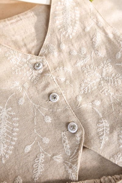 Kabartma Desenli Şık Yelekli 2'li Kız Çocuk Takım Set