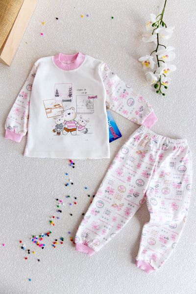 Kız Bebek Ayıcık Desenli Bebek Pijama Takımı