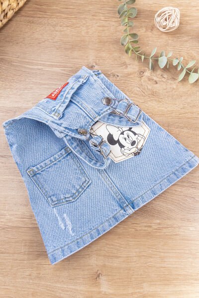 Denim Kumaş Kız Bebek/Çocuk Yazlık Kot Salopet Elbise Jile