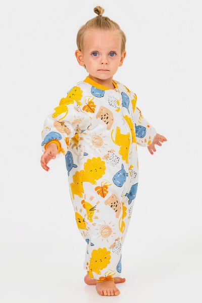 Elyaf Dolgulu 2,5 Tog Pamuklu Penye Astarlı Kız /Erkek Çocuk Uyku Tulumu SARI - 4 Yaş