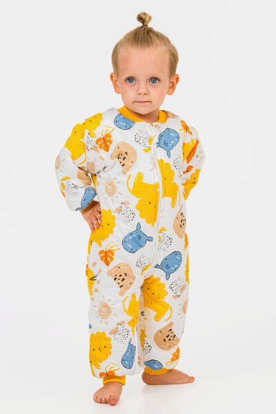 Elyaf Dolgulu 2,5 Tog Pamuklu Penye Astarlı Kız /Erkek Çocuk Uyku Tulumu SARI - 4 Yaş