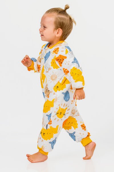 Elyaf Dolgulu 2,5 Tog Pamuklu Penye Astarlı Kız /Erkek Çocuk Uyku Tulumu SARI - 4 Yaş