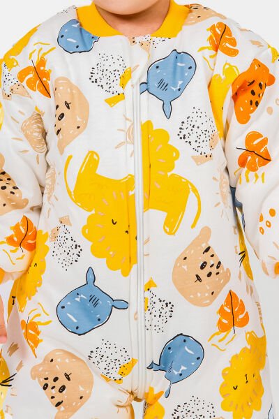 Elyaf Dolgulu 2,5 Tog Pamuklu Penye Astarlı Kız /Erkek Çocuk Uyku Tulumu SARI - 4 Yaş