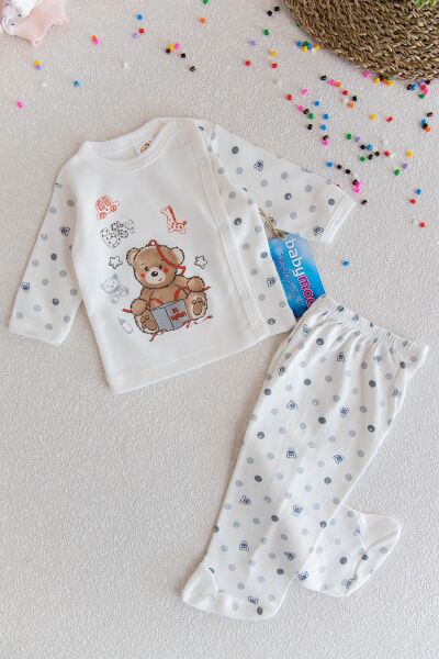 Önden Çıtçıtlı Unisex 2'li Bebek Takımı GRİ