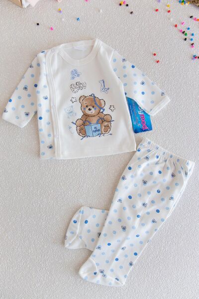 Önden Çıtçıtlı Unisex 2'li Bebek Takımı MAVİ