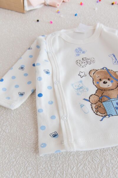 Önden Çıtçıtlı Unisex 2'li Bebek Takımı MAVİ