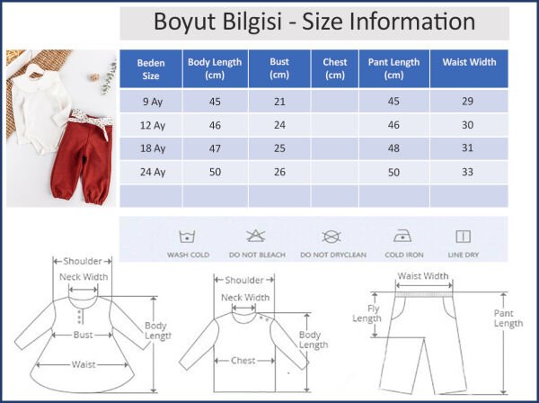 Bebe Yakalı Kendinden Desenli Kız Bebek/Çocuk Pantolonlu Takım Tarçın  - 24 Ay