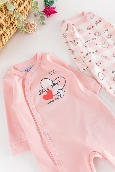 Summer Day Uzun Kollu 2'li Kız Bebek Tulum Takım