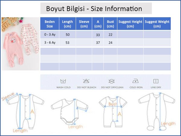 Summer Day Uzun Kollu 2'li Kız Bebek Tulum Takım