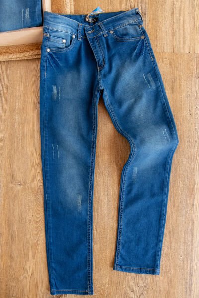 Denim Kumaş Erkek Çocuk Yırtık Kot Pantolon