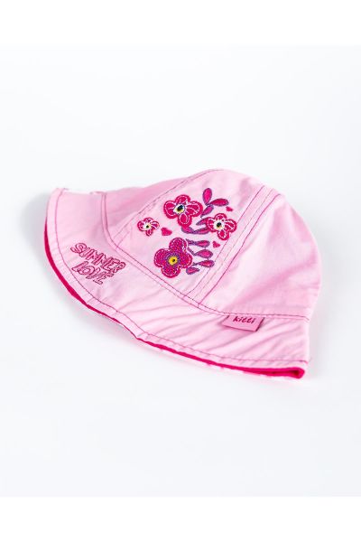 Çiçek İşlemeli Kız Bebek Şapka PEMBE - 0-6 Ay