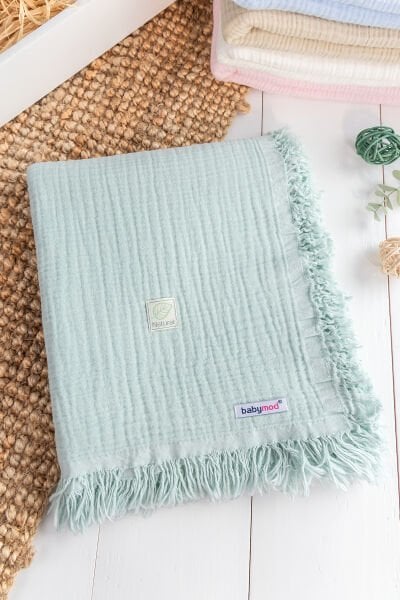 % 100 Pamuk Natural Dört Katlı Müslin Bebeka Battaniye