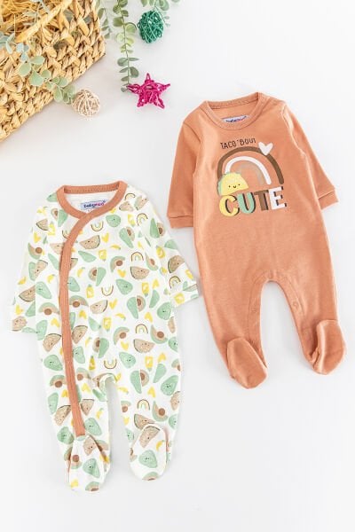 Figürlü Uzun Kollu 2'li Kız Bebek Tulum Takım