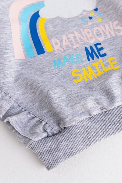 Gökkuşağı Desenli Kız Çocuk Eşofman Takımı