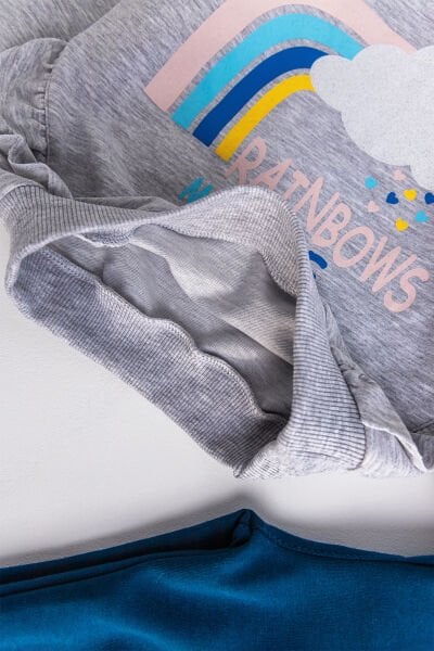 Gökkuşağı Desenli Kız Çocuk Eşofman Takımı