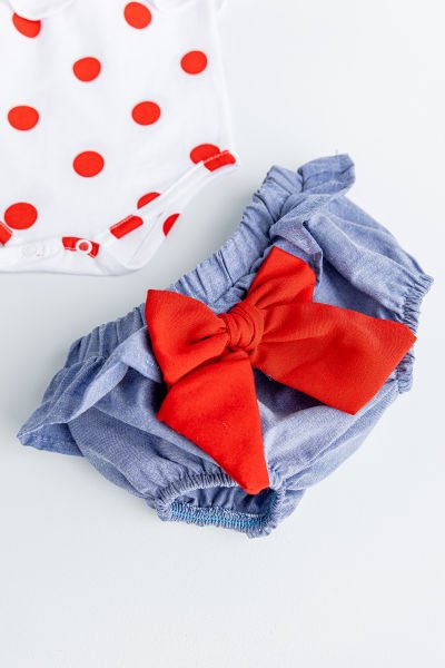 Puantiye Desenli Bandanalı Kız Bebek Tulum Takım LACİVERT - 3-6 AY