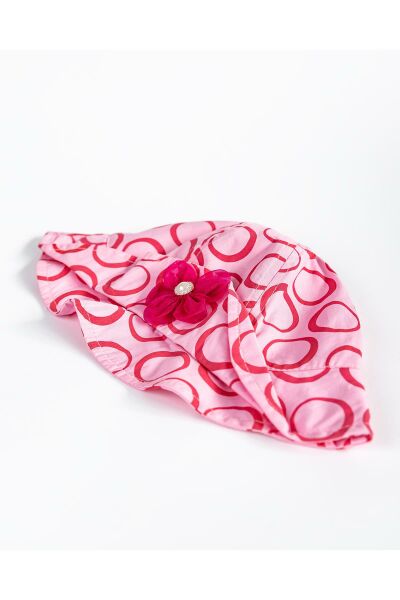 Çiçekli Kız Çocuk Şapka PEMBE - 4-6 Yaş