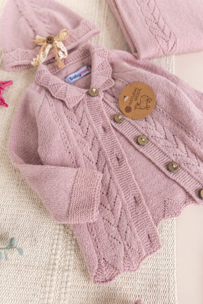 Triko Kız Bebek Hastane Çıkışı  Hediyelik Bebek Seti Gül kurusu -  0-3 AY