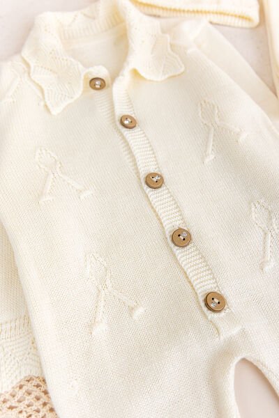 Triko Kız Bebek Hastane Çıkışı  Hediyelik Bebek Seti Gül kurusu -  0-3 AY