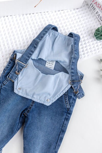Erkek Bebek Denim Şık Kot Salopet Tulum MAVİ - 6 Ay