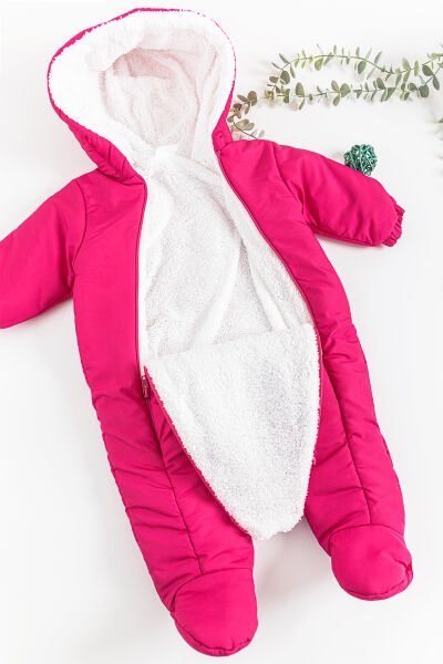 Fil Figürlü Pembe İçi Peluş Kız Bebek Astronot Tulum