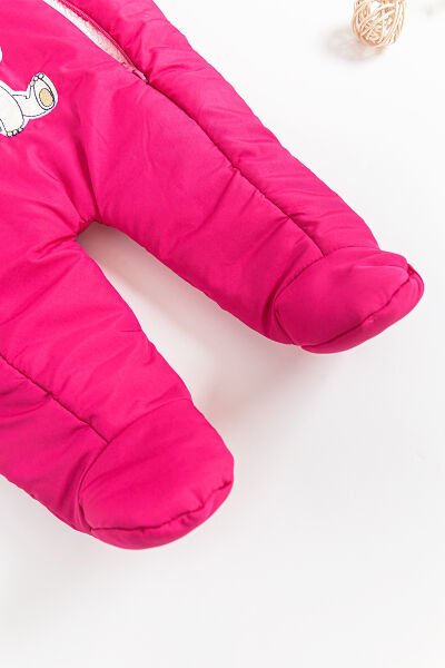 Fil Figürlü Pembe İçi Peluş Kız Bebek Astronot Tulum