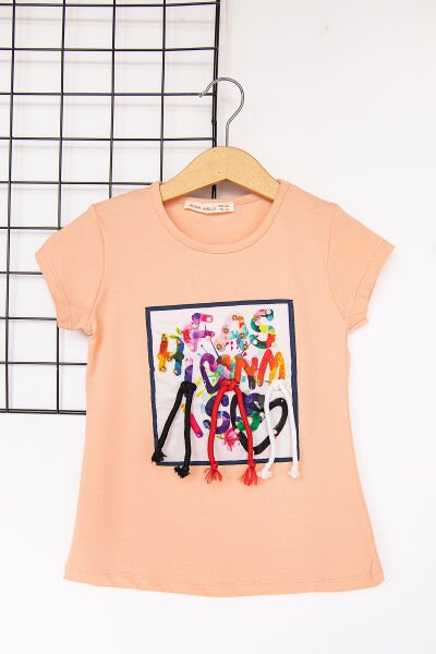 Somon Boncuk İşlemeli Kız Çocuk Body T-shirt