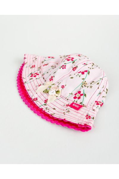 Çiçek Desenli Kız Çocuk Şapka PEMBE - 1-4 Yaş