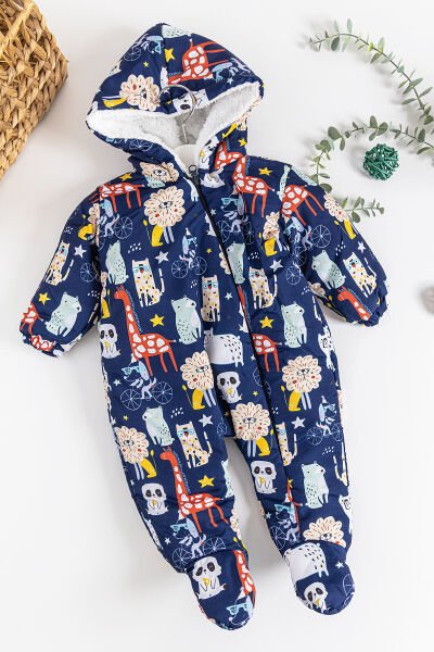 Figürlü İçi Peluş Erkek Bebek Astronot Tulum LACİVERT - 3-6 AY