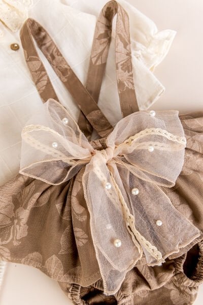 Fisto yakalı Kız Bebek Salopet Elbise Takım