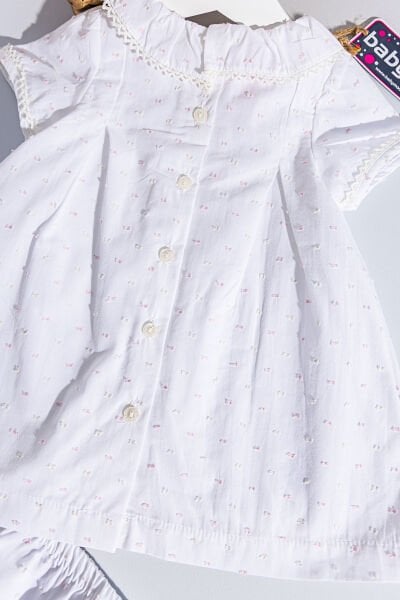 Natural Bebek Elbise Yaka Detaylı Kız Bebek Elbise