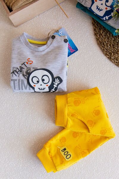 Kurukafa Çocuk Eşofman Takım 1 Yaş - Gri-Sarı