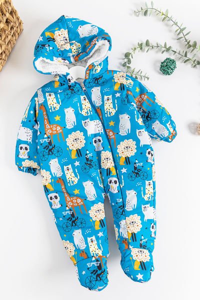 Figürlü İçi Peluş Erkek Bebek Astronot Tulum MAVİ - 3-6 AY