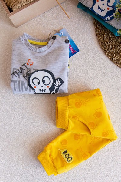 Kurukafa Çocuk Eşofman Takım 1-2 Yaş - Gri-Sarı