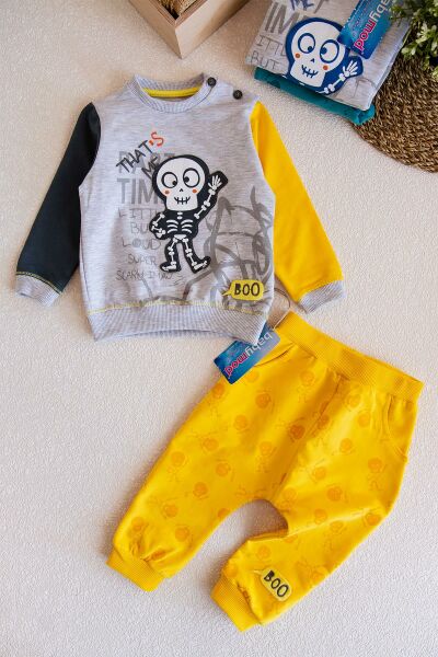 Kurukafa Çocuk Eşofman Takım 2 Yaş - Gri-Sarı