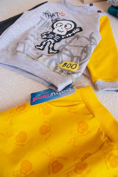 Kurukafa Çocuk Eşofman Takım 3 Yaş - Gri-Sarı