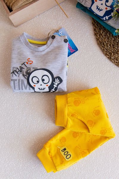 Kurukafa Çocuk Eşofman Takım 3 Yaş - Gri-Sarı