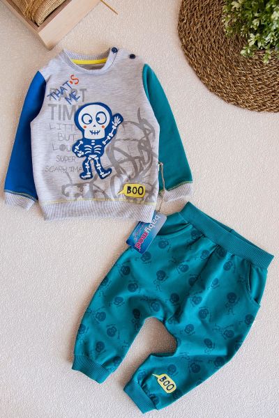 Kurukafa Çocuk Eşofman Takım 1 Yaş - Gri-Yeşil