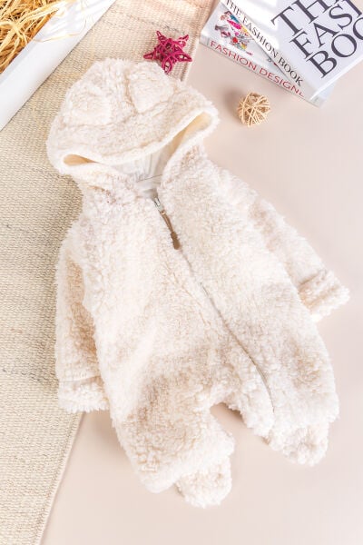 Kapüşonlu Welsoft Peluş Kışlık Kız/Erkek Bebek Tulum