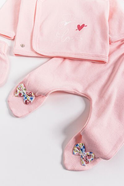 Çiçek Desenli 5'li Kız Bebek Hastane Çıkışı Bebek Takımı