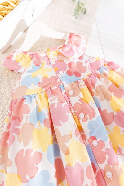 Çiçek Desenli Fiyonklu Yazlık Kız Bebek/Çocuk Elbise SOMON - 2-3 Yaş