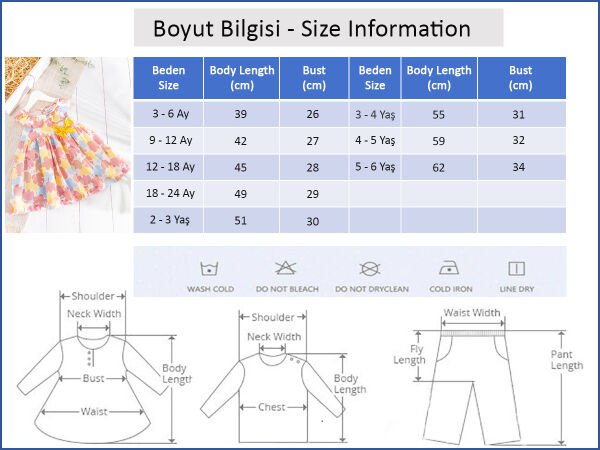Çiçek Desenli Fiyonklu Yazlık Kız Bebek/Çocuk Elbise SOMON - 2-3 Yaş
