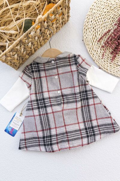 Ekose Desenli Kız Bebek Elbise