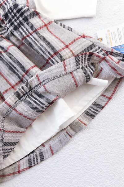 Ekose Desenli Kız Bebek Elbise